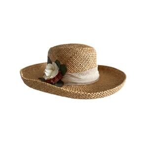 The Limited Womens Straw Sun Hat Wide Brim Floral Boho Cottagecore Beach Garden